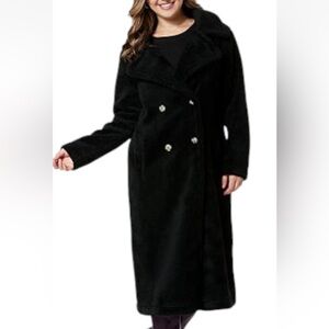 G by Giuliana Women's Black Label Double Breasted Teddy Coat Black